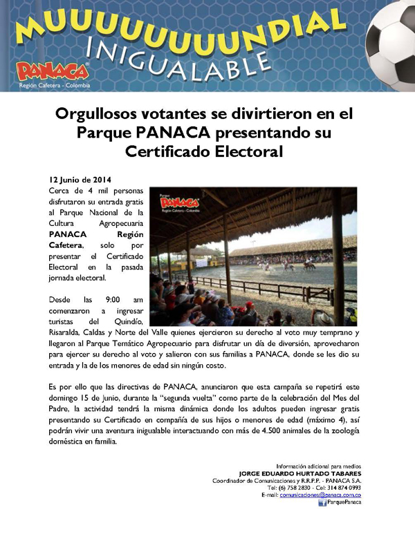 Las elecciones se disfrutan en PANACA